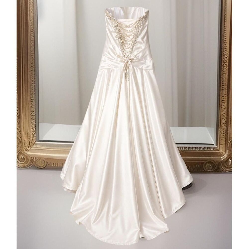 Sottero & Midgley Maggie JSM1229 Satin A-Line Wedding Dress White Size 6